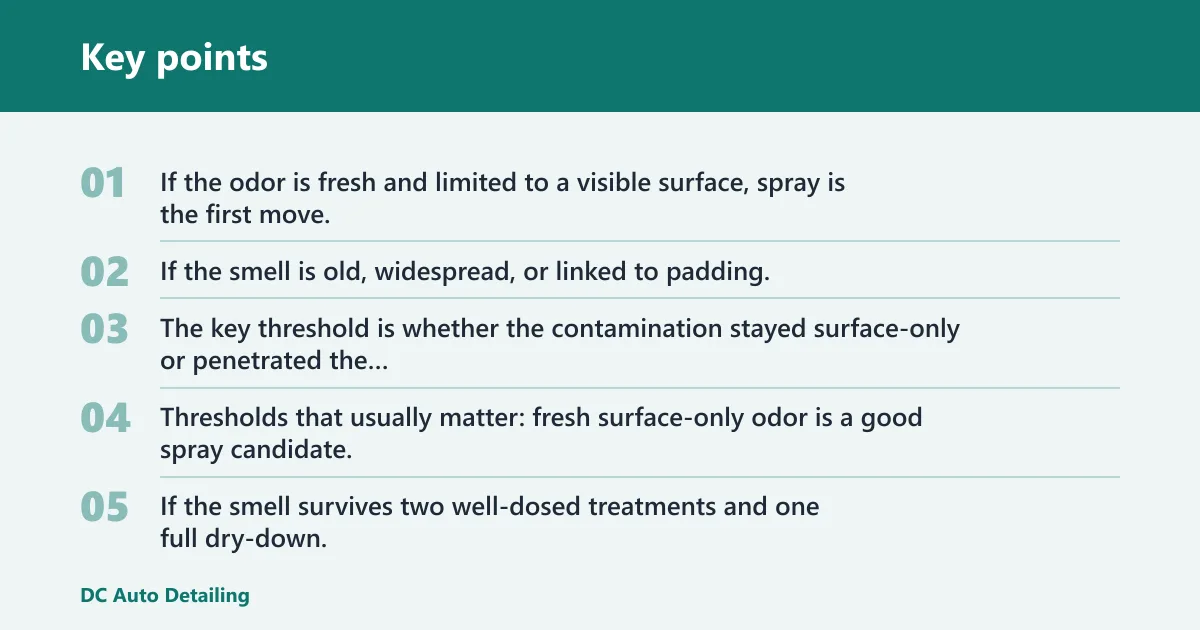 Key points: Pet odor spray decision table